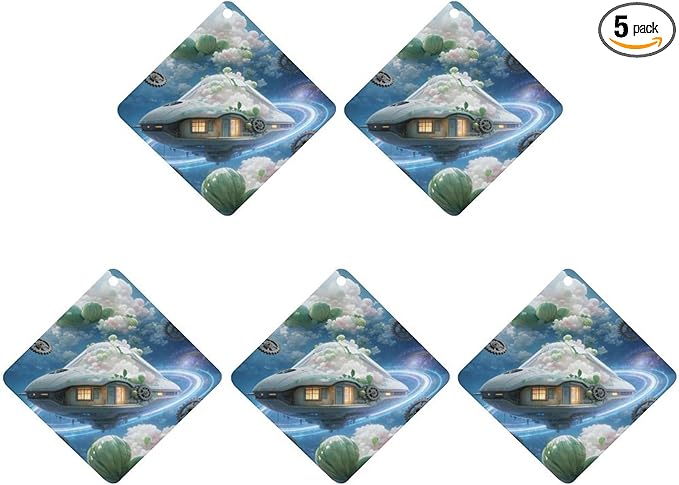 5PCS Car Air Freshener Hanging Personalized Double Sided Star Ring Clouds Car Fresheners Long Lasting New Cars Scents Cute Automotive Freshies for Closets Drawers (tea)