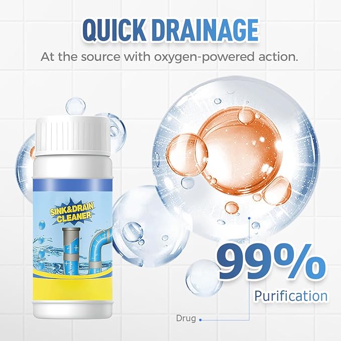 3 PCS Sink &amp Drain Cleaner Powder 2026 New Upgraded Quick Foaming Powder for Bathroom and Kitchen Dredging