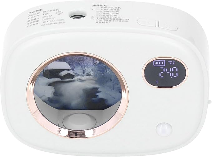 Smart Digital Display Ultrasonic Fragrance Aromatherapy Diffuser Wall Mounted Auto Air Freshener for Toilet Living Room Hotel Noise Reduction Night Light Wide Coverage (White)