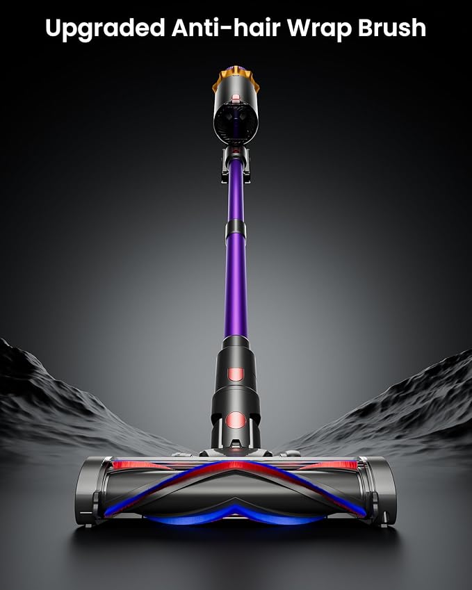 Cordless Vacuum Cleaner 650W 55KPA 70 Mins Vacuum Cleaners for Home Self-Standing Cordless Vacuum with Charging Dock Station LED Display Upgraded Anti-Tangle Stick Vacuum for Pet Hair/Carpet/Floor