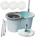Spin Mop and Bucket Mop and Bucket with Wringer Set for Home 360 Spinning Mop Bucket Floor Cleaning Tool with 3 Microfiber Mop Replacement Head Refills50 Extended Handle for Floor Cleaning Home
