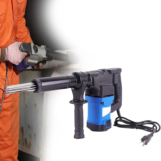1100W Electric Needle Derusting Hand-Held Needle Scaler Rust Removal Cleaning Machine Remover Welding Slag Cleaner for Metalworks ScrewNutBoatDeck