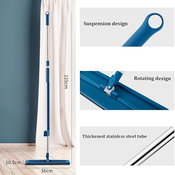 Large Flat Mop 360° Rotatable Cleaning Mop Self Wringing Flat Mops Microfiber Flat Mop with Stainless Steel Handle Tile Hardwood Floors Windows Quick Clean(6pcs)