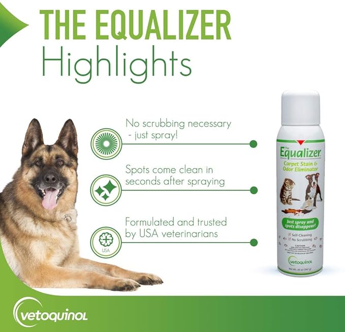Vetoquinol Equalizer Pet Carpet Cleaner Stain Remover &amp Odor Eliminator Carpet Spot Cleaner 20oz