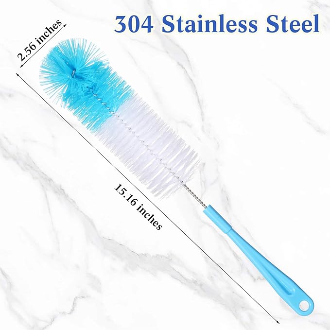 12 Pcs Long Bottle Cleaning Brush Stainless Steel Handle Water Scrubbing 15.2 Inch Cleaning Brush Set for Washing Narrow Neck Bottles Wine Decanter Flask Beer Brewing Supplies