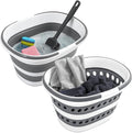 2 Packs Collapsible Bucket with Handles 4.2 Gallon Foldable Laundry Basket Pop up Mop Bucket Heavy Duty Collapse Basket and Bucket Small Portable Organizer for Space-Saving Storage