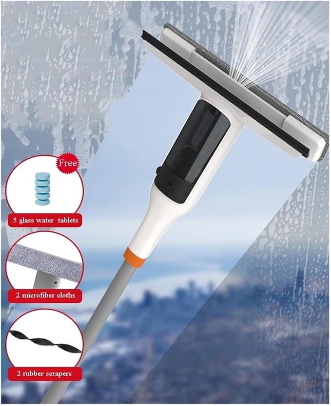 The High-Altitude Water Window Cleaning with an Extended Telescopic Rod Design Makes Easy to Clean High-Rise Glass(2PCS)