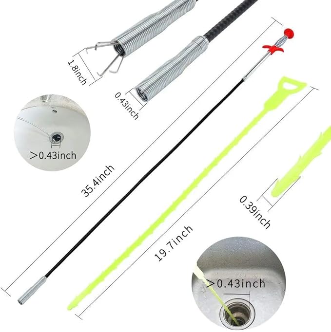 Drain Clog Remover Herramienta De Dragado De Tubos De Resorte Recogedor Flexible Cable De Serpiente Asistido Desatascador Fregadero De Pelo Inodoro 60/90cm Drain Cleaner (Color : 90cm)