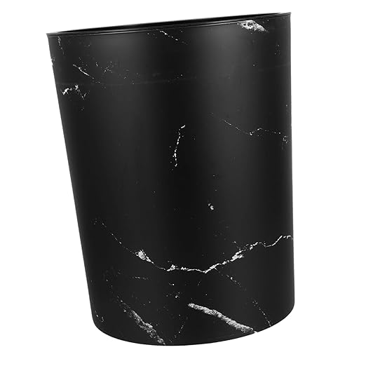 Cabilock Plastic Waste Basket Marble Pattern Large Capacity Kitchen Trash Can Office Bathroom Wastebasket Press Ring