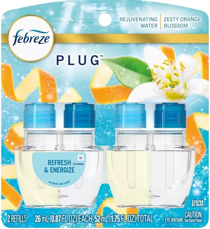 Febreze Plug with Fade Defy Technology Air Freshener - New Limited Edition - (2) of 0.87 fl oz Refills (Refresh &amp Energize)