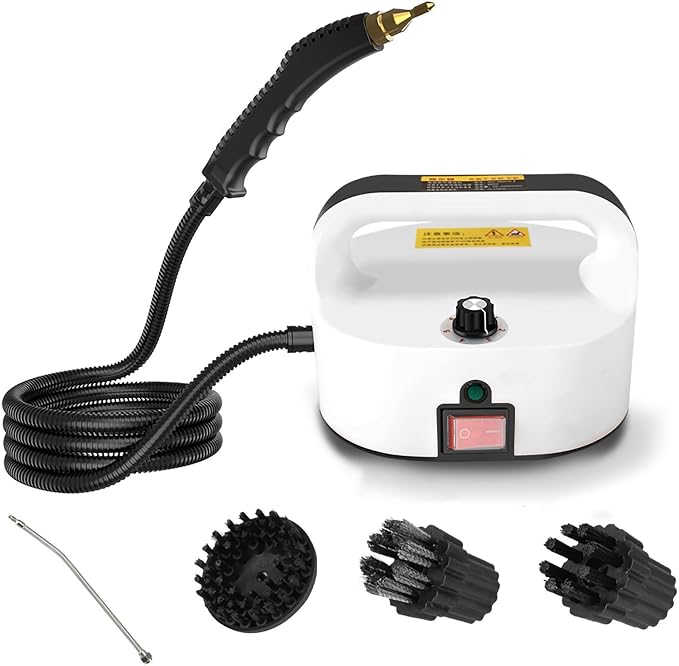 1600W Handheld Steam Cleaner Machine with 3 Brush Accessory Set Cleaning Portable High Pressure Car Steamer Mini Power Cleaning Steamer for Kitchen Furniture Bathroom Floor Car (Color : White)