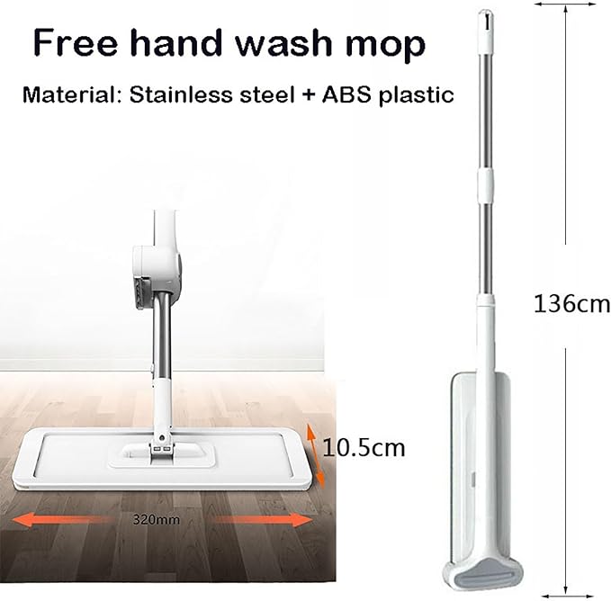 Squeeze Mop Magic Flat Hands Free Washing Lazy Mops - 360 Microfiber MopWet Mop Dry Floor Cleaning Mop for Hardwood Laminate Vinyl Tiles (Size : Mop+4 Cloth)