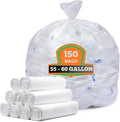 Veska 55-60 Gallon Trash Bags Large Clear Garbage Bags150 Bags Bulk Can Liners Perfect for Office Waste and Storage Use Recycling Yard Waste and Leaf Collection Rollaway Bin Liners