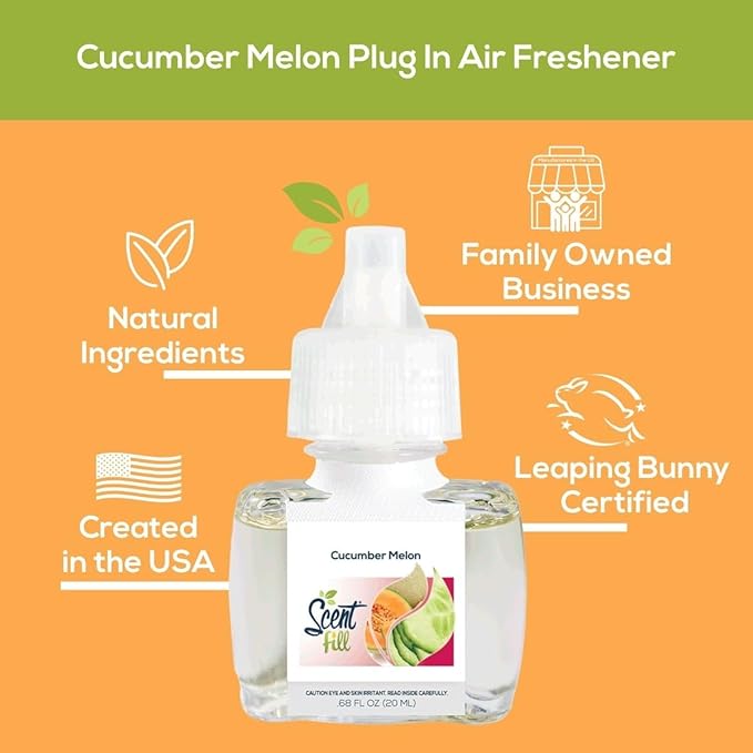 Scent Fill Cucumber Melon Plug in Air Freshener Scented Oil Refills 4 Refills