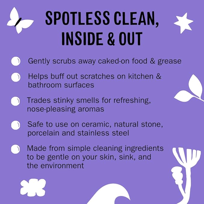 Molly's Suds Sink and All Purpose SCRUB | Gently Removes Stains Scrubs Away Grease &amp Gime Buffs out Scratches | Plant and Mineral Based | 2 Pack Lavender Scent