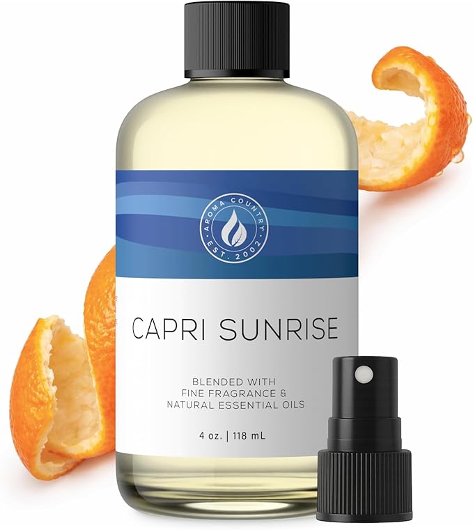 Aroma Country Capri Sunrise Diffuser Oil - Volcano Inspired - Luxury Essential Oils for Diffuser Refill &amp Air Freshener Room Spray Long-Lasting Natural Home Fragrance for Scent Machines (4 Fl oz