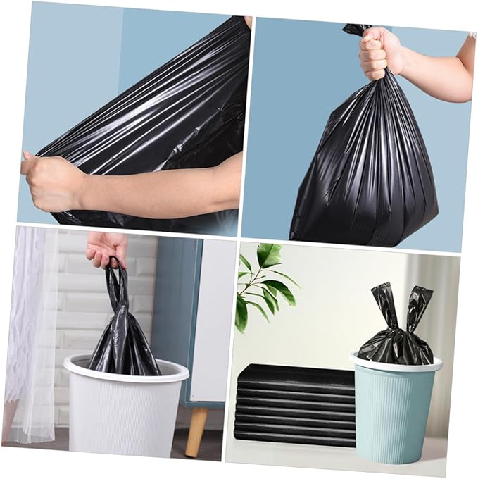 200pcs Thickened Plastic Trash Bags Heavy-duty Kitchen and Bathroom Garbage Liners Black Multipurpose Office Waste Disposal Leak-resistant