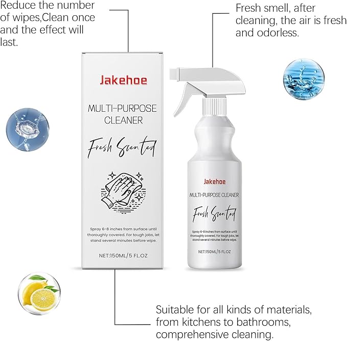 Multi-Purpose Cleaner - Gentle On Hands Tough On Grease/Dirt/Stains | All-Purpose Home Cleaning For Kitchen Bathroom Furniture Surfaces(3PCS)