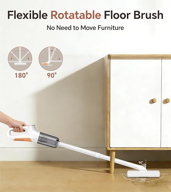 Cordless Vacuum Cleaner Stick Vacuum Cordless Rechargeable with Powerful Suction and LED Display Portable Vacuum Cleaners for Home Wireless Vacuum for Hardwood Floor Carpet Pet Hair White