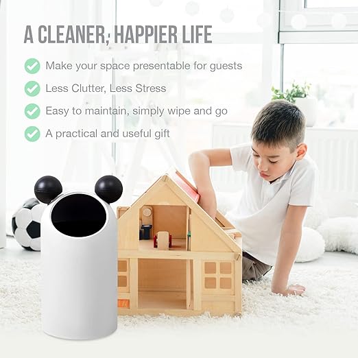 Cute Animal Ears Boys Girls Children Bedroom 3.7 Gallon Garbage Can I Kids Waste Basket Nursery Study Living Room Bathroom Designer Trash Bin for Home with Mouse Ears - 14L