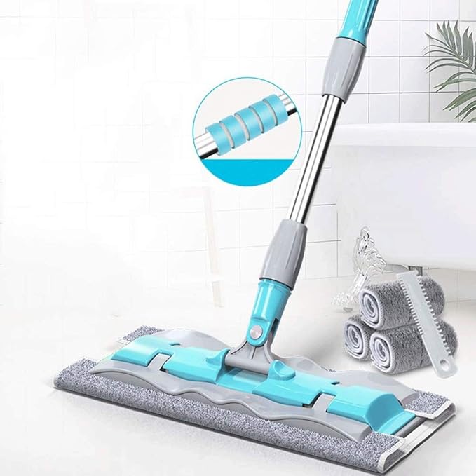MopMicrofiber Hardwood Floor Mop with 360 Rotation Dust Flat Mop with Long Stainless Steel Handle for Home/Office Floor Cleaning(Gray)
