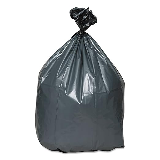 Webster PLA4070 Hexene Resin Platinum Plus Heavy Duty 31-33 Gallon Waste Can Liner 1.35 Mil Star bottom coreless rolls 33x40 Gray (Pack of 100)