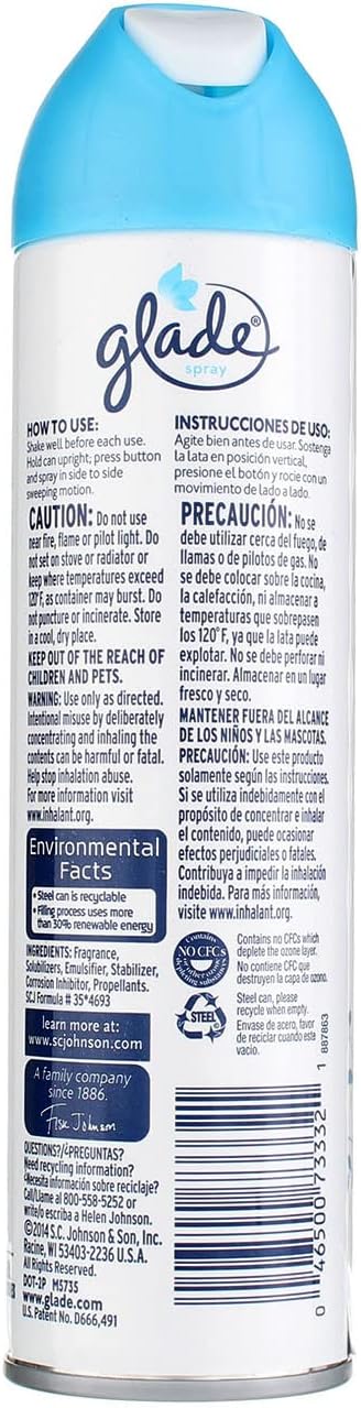 Glade Clean Linen Spray Air Freshener 8 oz (Pack of 12)