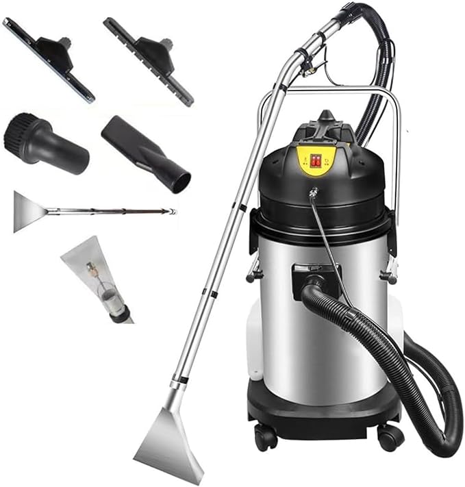 Commercial Carpet Steam Cleaner Extractor Vacuum Washing Machine Separate Clean Water Tank and Waste Water Tank Portable Suction Hose with 6 Tools and Wheels for HotelsDry Cleaners (30L)