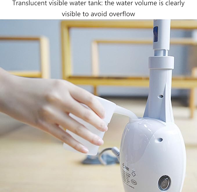 Steam Mop High-Temperature Cleaning Sweeping and Mopping Two-in-One Rechargeable Scrubbing Mop with 2 Washable Microfiber Mop Pads White (White)