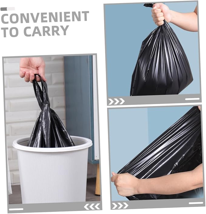 200pcs Thickened Plastic Trash Bags Black Kitchen and Bathroom Garbage Bags Leak-resistant Household Trash Liners for Bedroom and Home Use