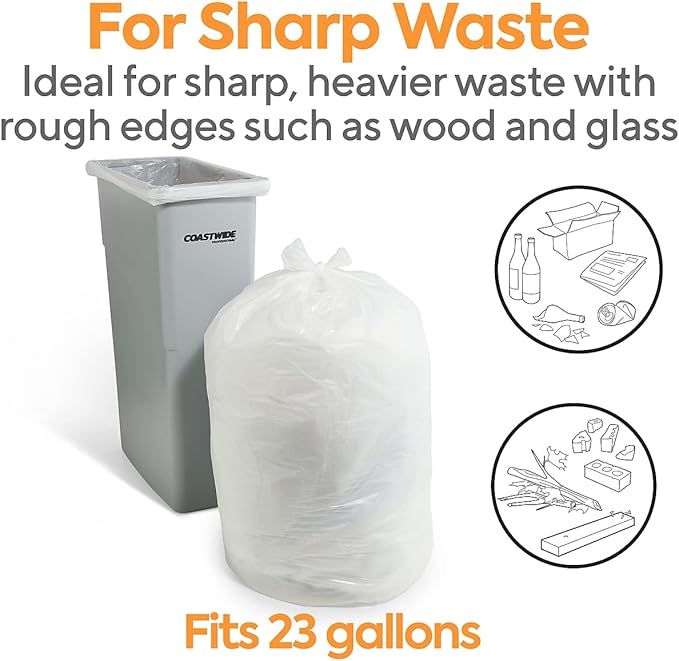 Professional AccuFit 23 Gallon Trash Bag 28 x 45 Low Density 0.9 mil Clear 200 Bags/Box
