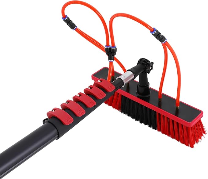 23.62FT Water Fed Pole Kit Solar Panel Cleaning Brush Solar Panel Cleaning Kit Cleaner Tool with 65.62ft Hose and Adjustable Angle Brush Head Outdoor Window Washing Equipment Tool Kit