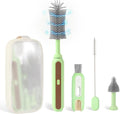 Electric Baby Bottle Brush Cleaner 5-in-1 Travel Kit with Storage Bag Food-Grade Silicone Long Battery Life Portable Baby Bottle Cleaner Brush Set Ideal Gift for Parents &amp Babies (Green)