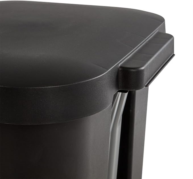 Sterilite 11.9 Gallon Rectangular Step On Kitchen Plastic Indoor Wastebasket with Wide Opening Lid and Comfort Handle for Home Black (8 Pack)