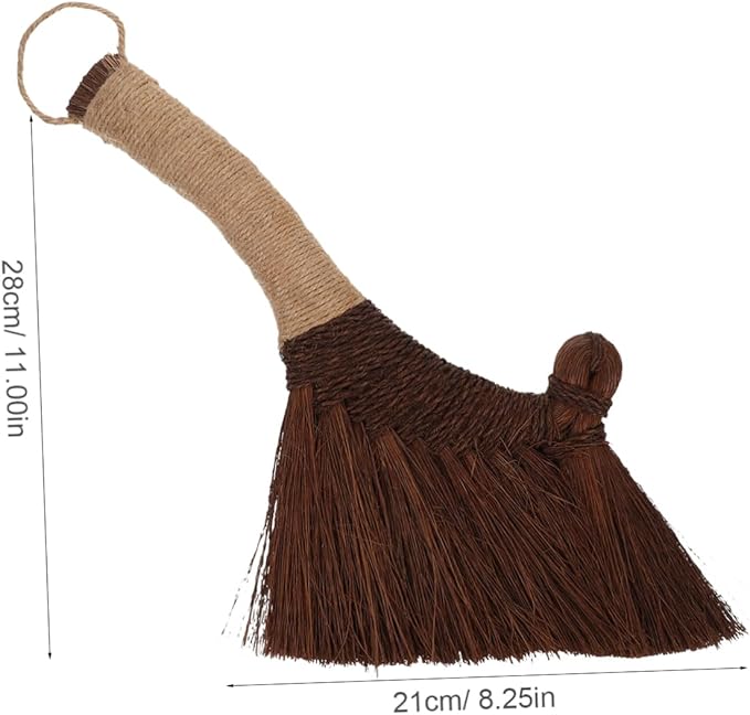 Desk Broom with Soft Bristles Natural Straw Handheld Cleaning Brush for Quick of Desks Bookshelves and Keyboards Dust Removal Tool for Home and Office