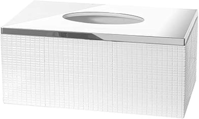 Creative Scents Estella Rectangle Tissue Box Cover - White Tissue Box Holder Rectangular - Decorative Tissue Holder for Bathroom - Elegant White Bathroom Accessories Decor