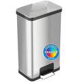 iTouchless Airstep 18 Gallon Step Pedal Trash Can with AbsorbX Odor Control System 68 Liter Extra Capacity Stainless Steel Commercial Grade Garage Bin for Home and Office Kitchen