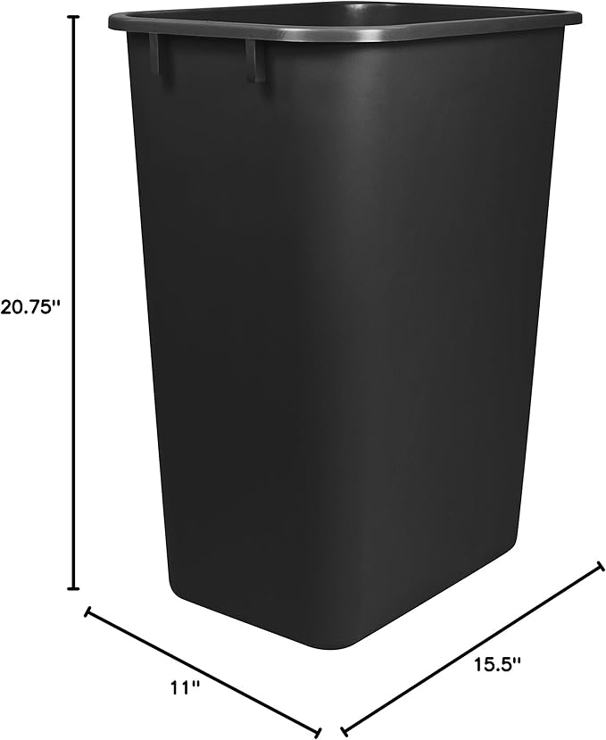 Storex Large Waste Basket 15.5 x 11 x 20.75 Inches Black (STX00700U01C)