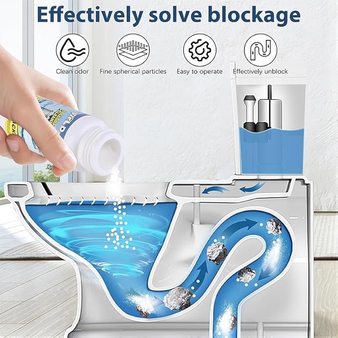 Foaming Sink &amp Drain Cleaner Powder 2026 Upgraded Fast-Acting Pipe Declogger for Kitchen Bathroom Shower Toilet Powerful Rapid Foam Drain Opener for Hair Grease &amp Odor Removal (5pcs)