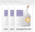 simplehuman Code Q 60 Count Dispenser Pack Custom Fit Liners Drawstring Trash Bags 50-65 Liter / 13.2-17.2 Gallon White