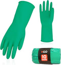 Vgo... 10-Pairs Reusable Household Gloves Rubber Dishwashing gloves Extra Thickness Long Sleeves Kitchen Cleaning Working Painting Gardening Pet Care (Size XL Green HH4601)