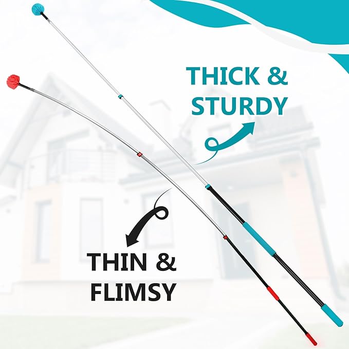 Mavriz 5-12 FT Spider Web Brush with Pole Cobweb Duster with Extension Pole for Outdoor &amp Indoor Cleaning Telescopic Long Duster for High Ceilings 20 Ft Reach