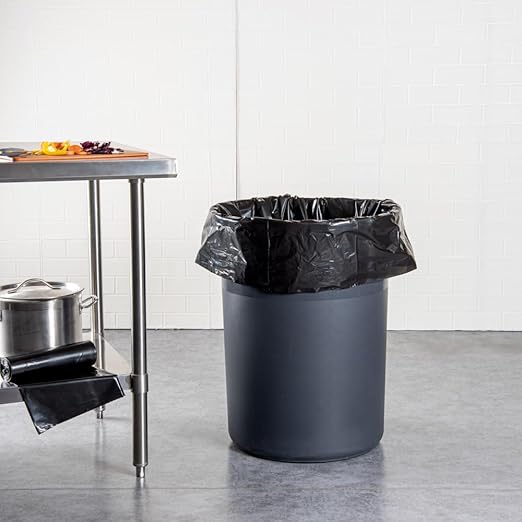 RW Clean 55 Gallon Trash Bags 100 Heavy-Duty Garbage Can Liners - Fits 55-60 Gallon Trash Cans Stretchable Black Plastic Bin Liners With Star Seal Bottom - Restaurantware