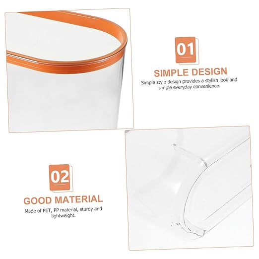 Transparent Plastic Wastebasket No Lid Compact Rubbish Bin for Kitchen Bedroom Bathroom Storage Container for Household Waste and Recycling and Space-Saving Design Red