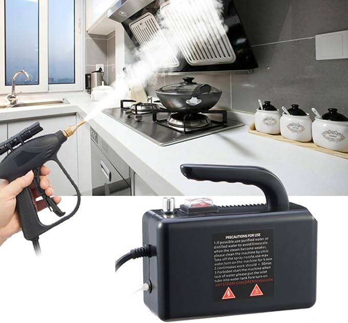 Pressure Steam Cleaner 1600W Electric High Pressure Steam Cleaning Portable Handheld Steamer Cleaner Mobile Steam Generator for Cleaning Home Bathroom Car Seat range hood