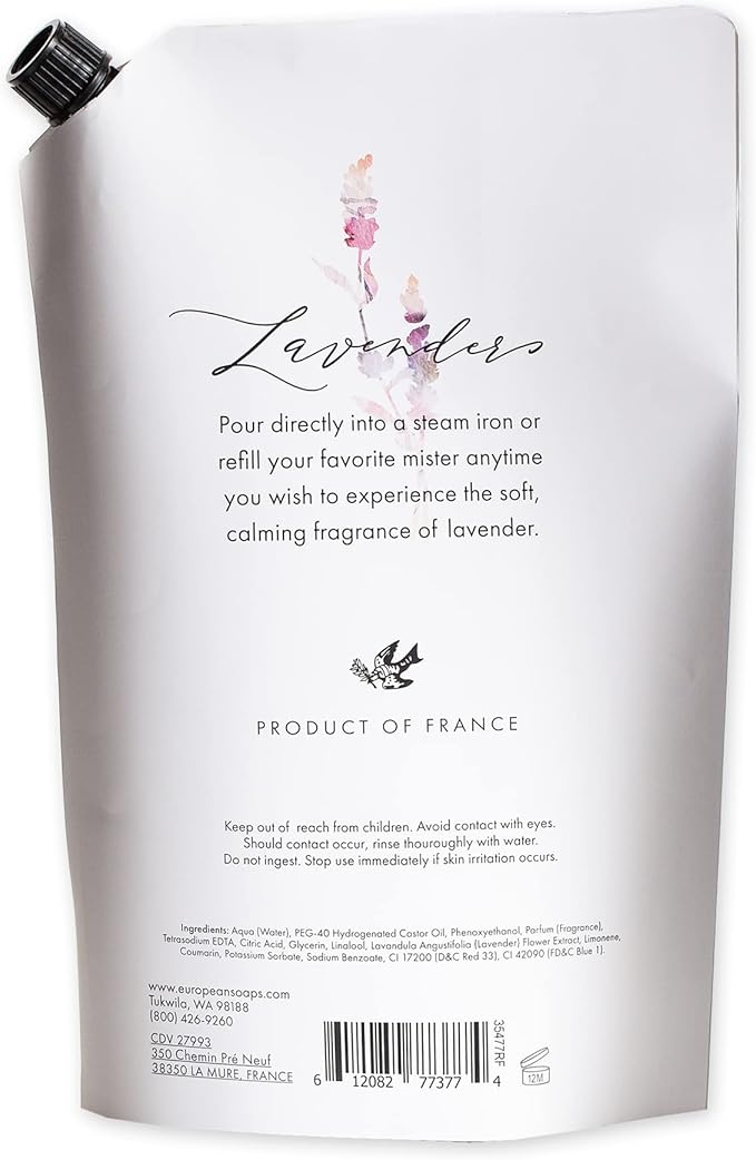 Pre de Provence Provincial Lavender Collection Soft Calming Scent for Your Home Linen Water Refill 33.8 fl oz