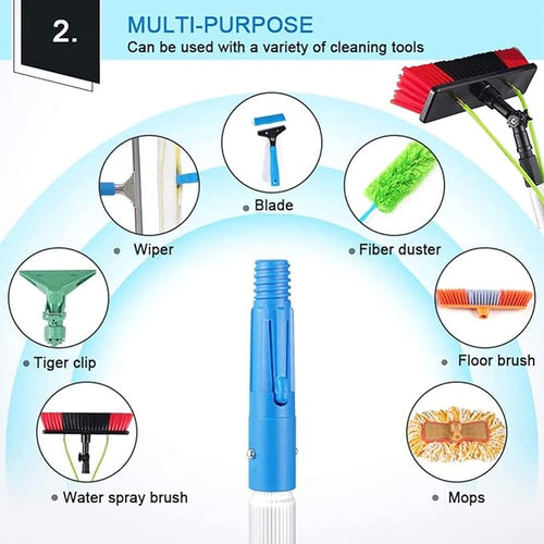 16ft Window Cleaning Pole Water Fed Telescopic Brush Water/Hose Fed Pole Cleaning Photovoltaic and Solar Panels / 5m Rod / 30cm Brush Head