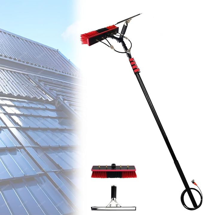 Window Cleaning Rod Window Cleaning Equipment with Scraper 6/9/12m Window Cleaning Water Rod Photovoltaic Panel Cleaning Tools 35cm Brush Head Other Cleaning Activities12M/39FT