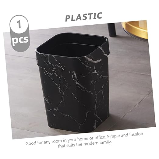 TOYANDONA Square Marble Trash Can Lidless Wastebasket for Kitchen Bathroom and Office Garbage Container Opening Stylish Home and Office Decor