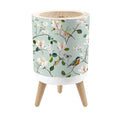 Bathroom Trash Can with Lid Magnolia Birds Butterflies Seamless Summer Magnolia Flowers Garbage Bin Waste Basket for Kitchen Office Bedroom Decoration Diaper Pail 1.8 Gallon